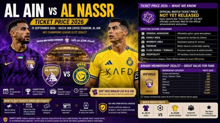 Al Ain vs Al Nassr Ticket Price 2026